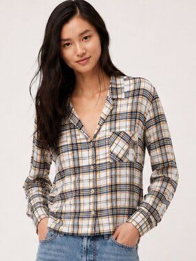 Wilfred Free Camille Plaid Blouse Oak Purple Medium NWOT